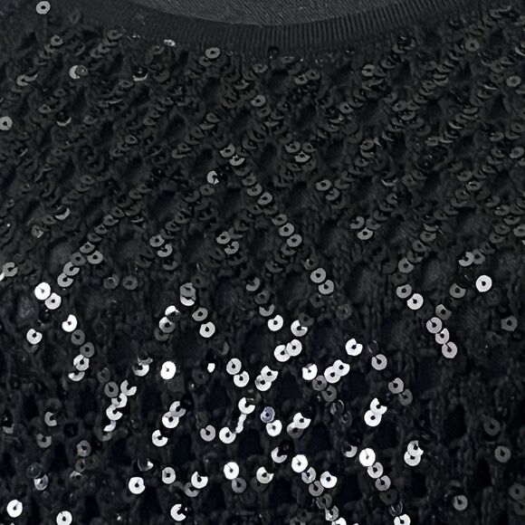 INC International Concepts Black Open Knit Sequin Sweater Womens Size M - Picture 2 of 5